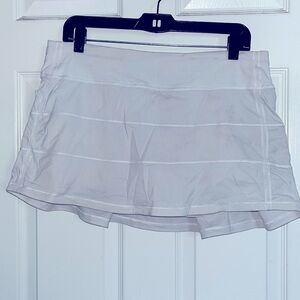 White Lululemon Pace Rival Mid Rise Short Skirt